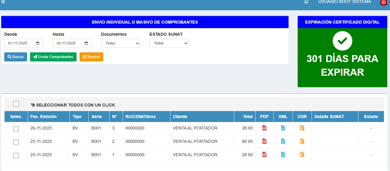 Gestión de Comprobantes